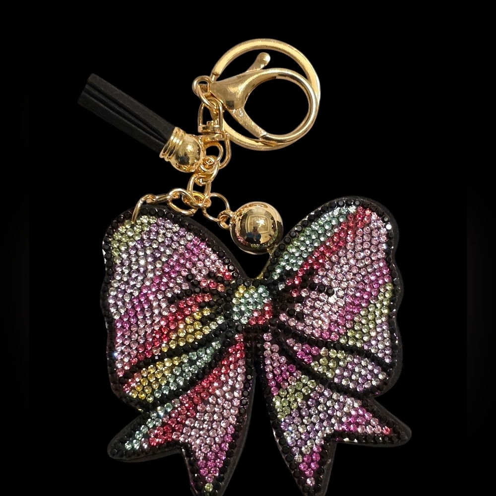 Colorful Rhinestone Bow Bag Charm Key Chain